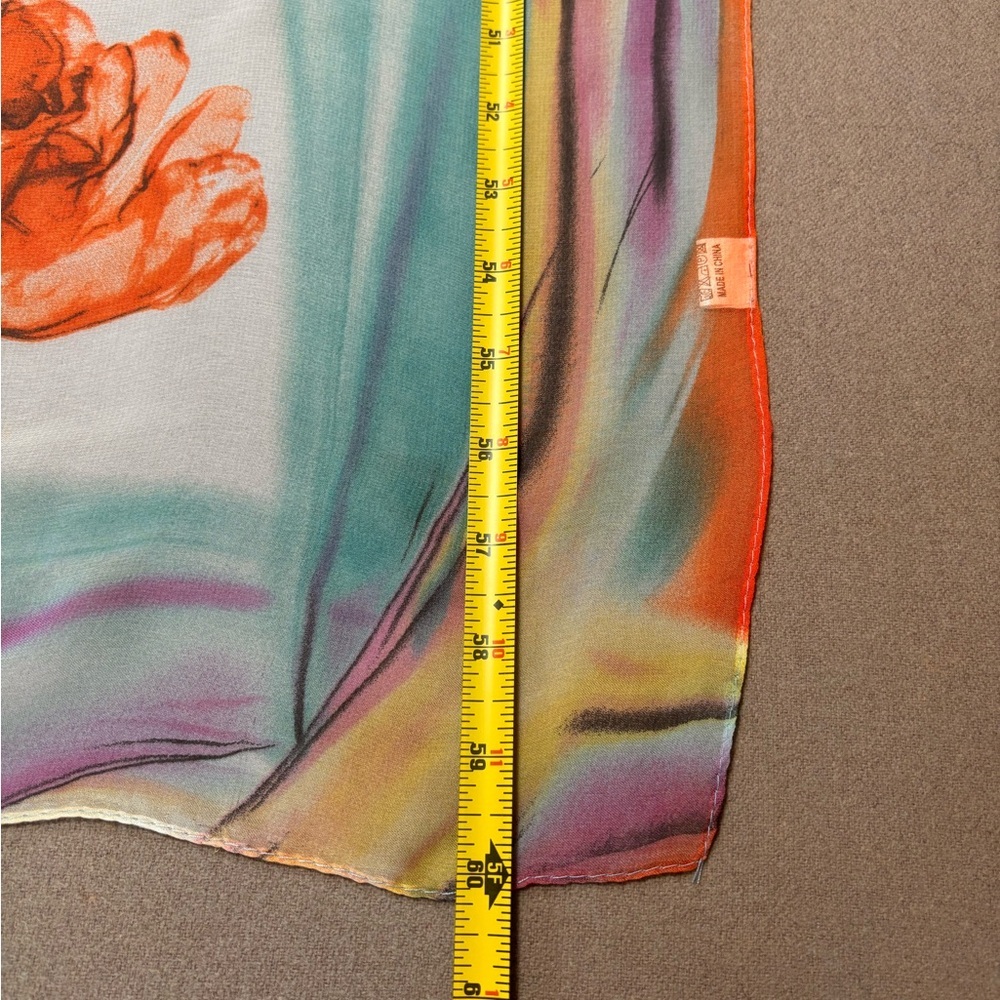 Sheer Silk Feel Floral Scarf - Picture 14 of 15